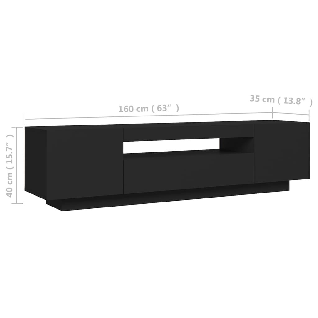 vidaXL TV-taso LED-valoilla musta 160x35x40 cm