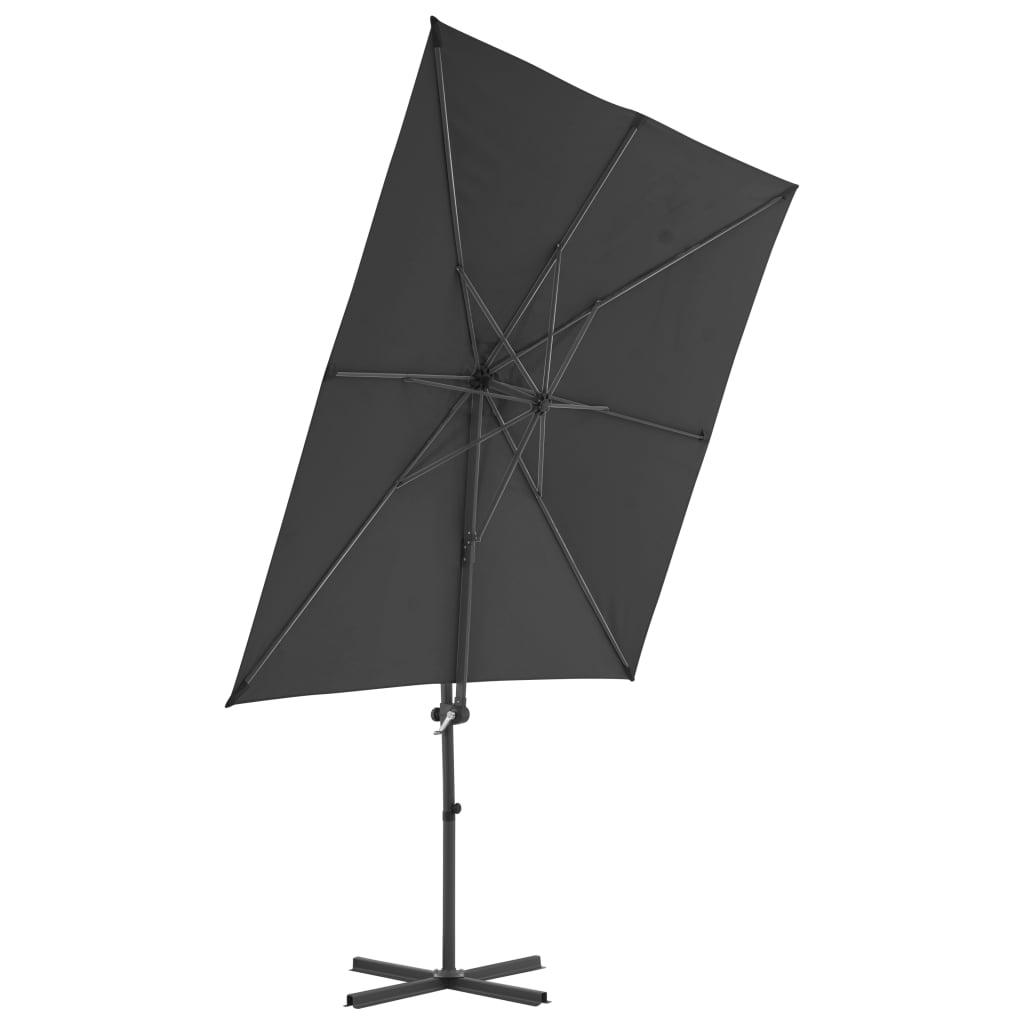 vidaXL Riippuva aurinkovarjo teräspylväällä 250x250 cm antrasiitti