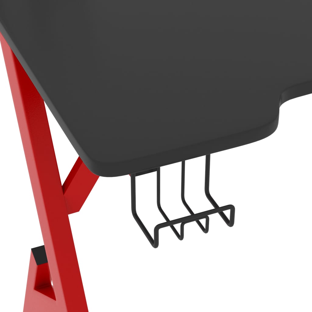 vidaXL Pelipöytä Y-muotoisilla jaloilla musta ja punainen 110x60x75 cm
