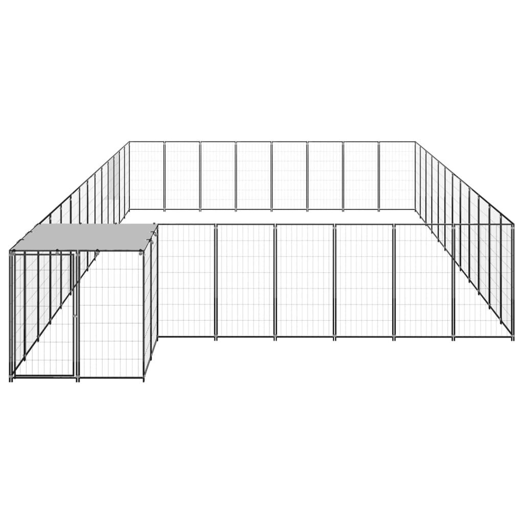 vidaXL Koiranhäkki musta 30,25 m² teräs