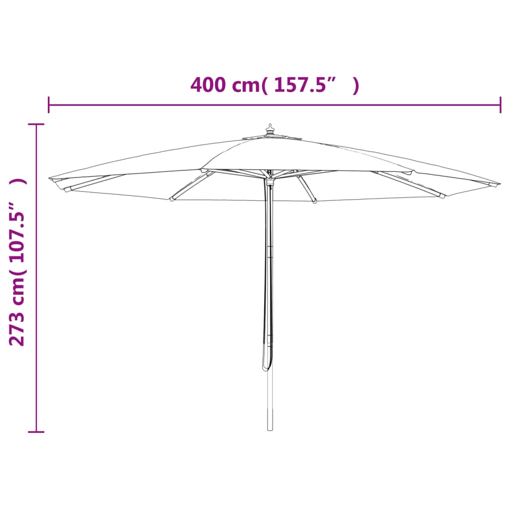 vidaXL Puutarhan aurinkovarjo puutolppa terrakotta 400x273 cm