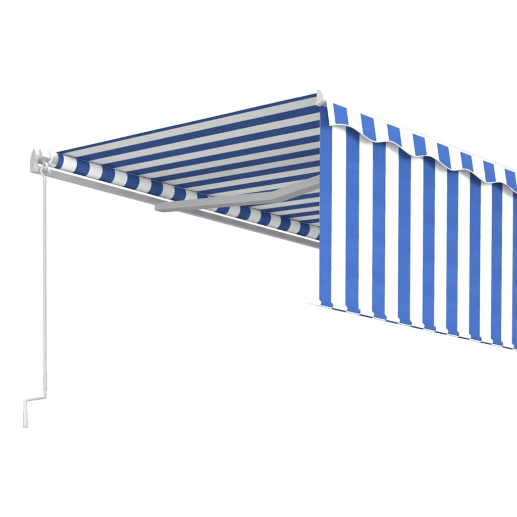 vidaXL Manuaalisesti kelattava markiisi verhoilla 5x3 m sinivalkoinen