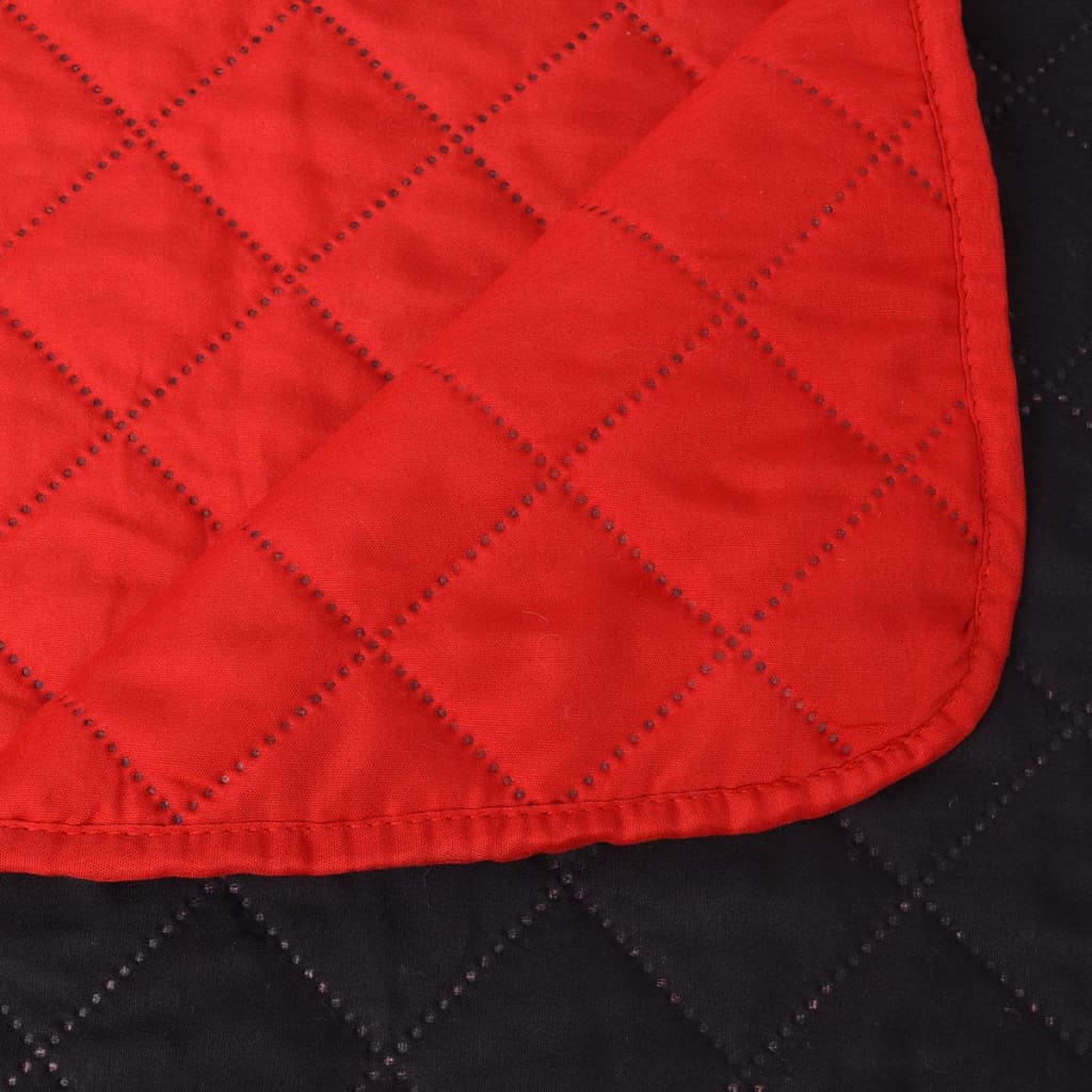 vidaXL Kaksipuolinen tikattu päiväpeite Punainen ja musta 230x260 cm