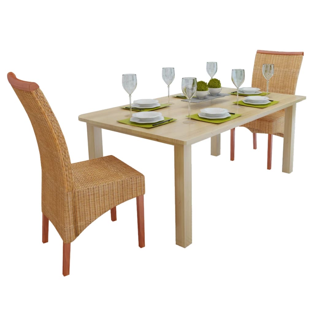 vidaXL Ruokapöydän tuolit 2 kpl ruskea luonnollinen rottinki