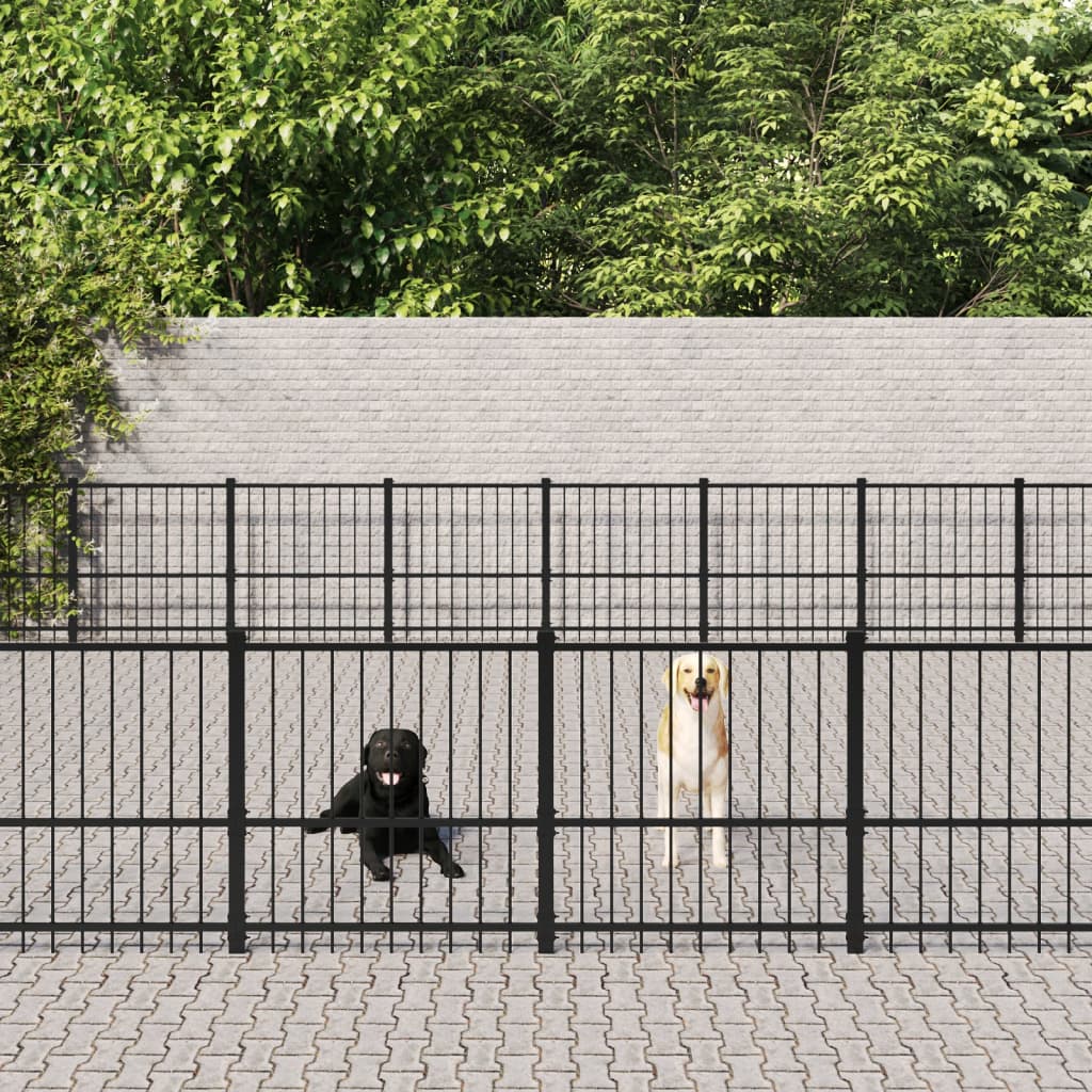 vidaXL Koiran ulkohäkki teräs 76,21 m²