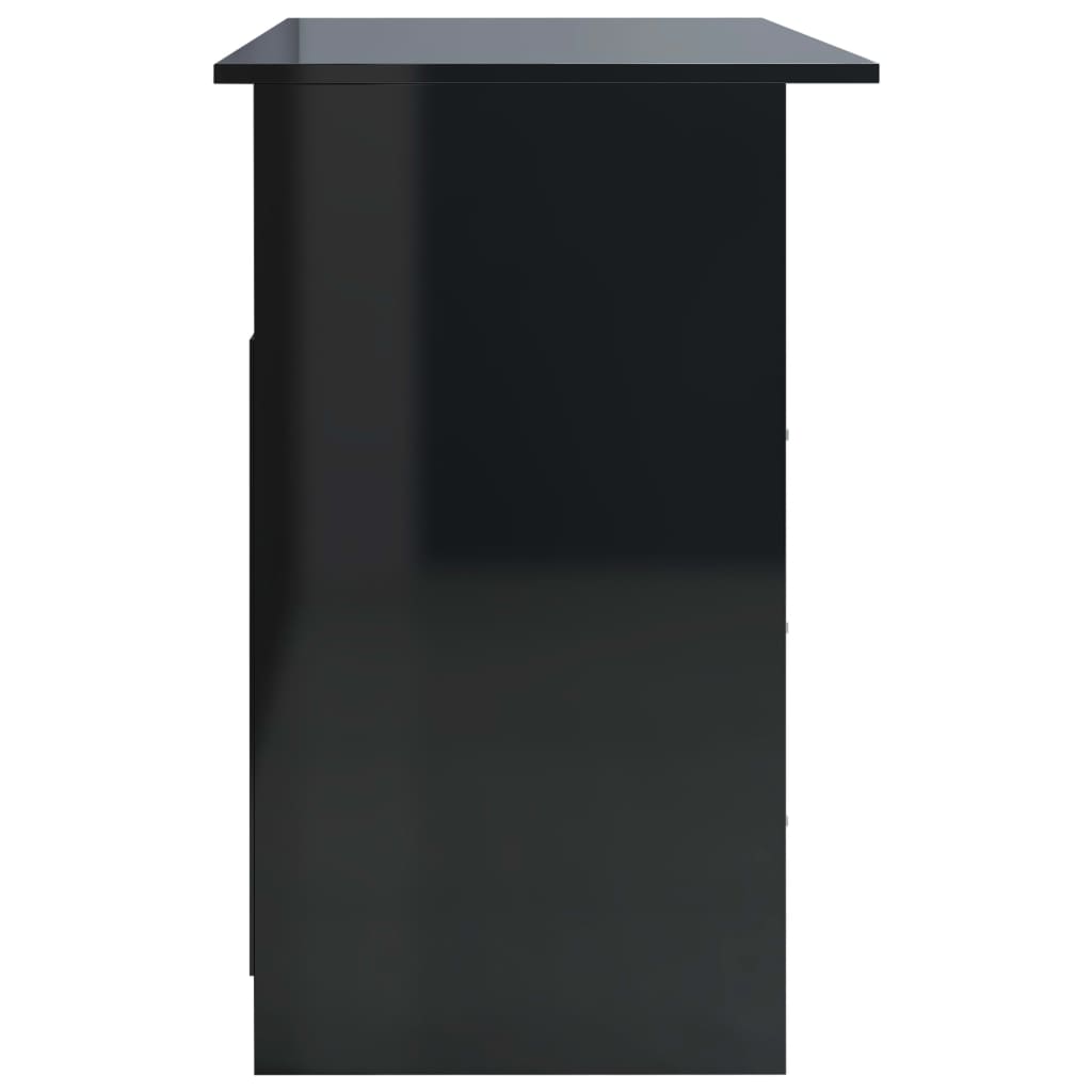 vidaXL Työpöytä laatikoilla korkeakiilto musta 110x50x76 cm lastulevy