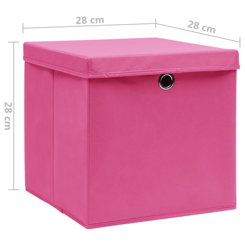 vidaXL Säilytyslaatikot kansilla 4 kpl 28x28x28 cm pinkki