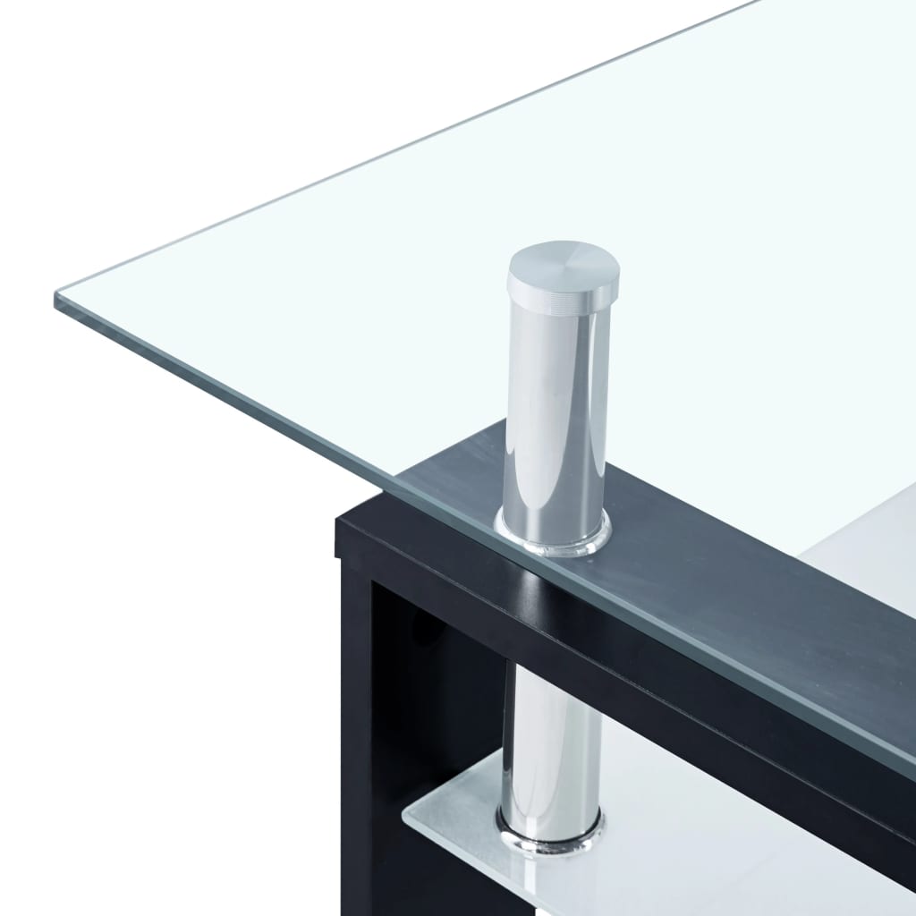 vidaXL Sohvapöytä musta ja läpinäkyvä 95x55x40 cm karkaistu lasi