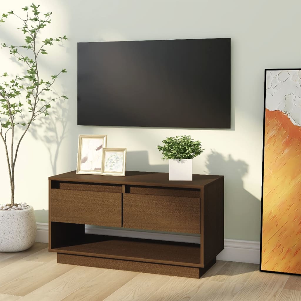 vidaXL TV-taso hunajanruskea 74x34x40 cm täysi mänty