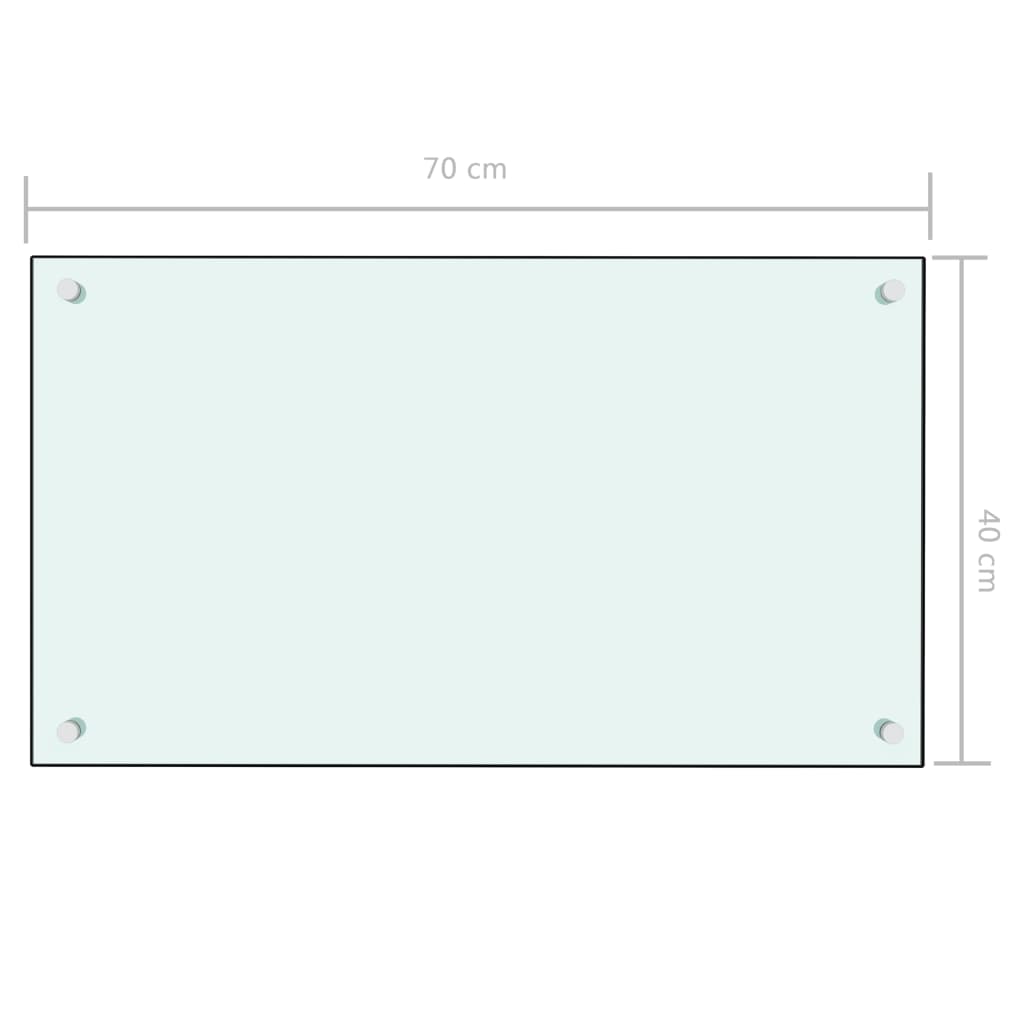 vidaXL Keittiön roiskesuoja valkoinen 70x40 cm karkaistu lasi