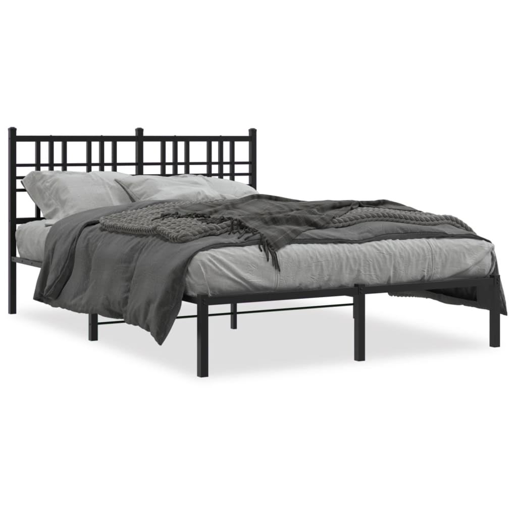 vidaXL Metallinen sängynrunko päädyllä musta 135x190 cm