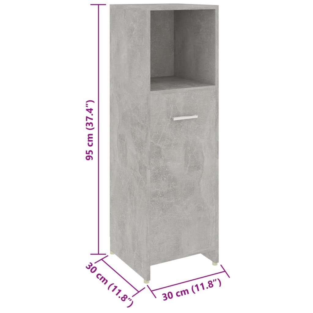 vidaXL 4-osainen kylpyhuonekalustesarja betoniharmaa
