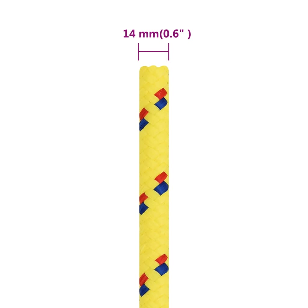 vidaXL Veneköysi keltainen 14 mm 50 m polypropeeni