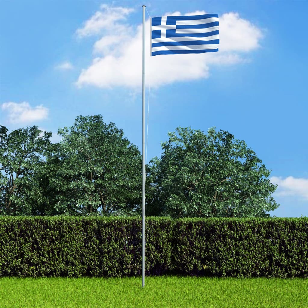 vidaXL Kreikan lippu ja tanko alumiini 6,2 m