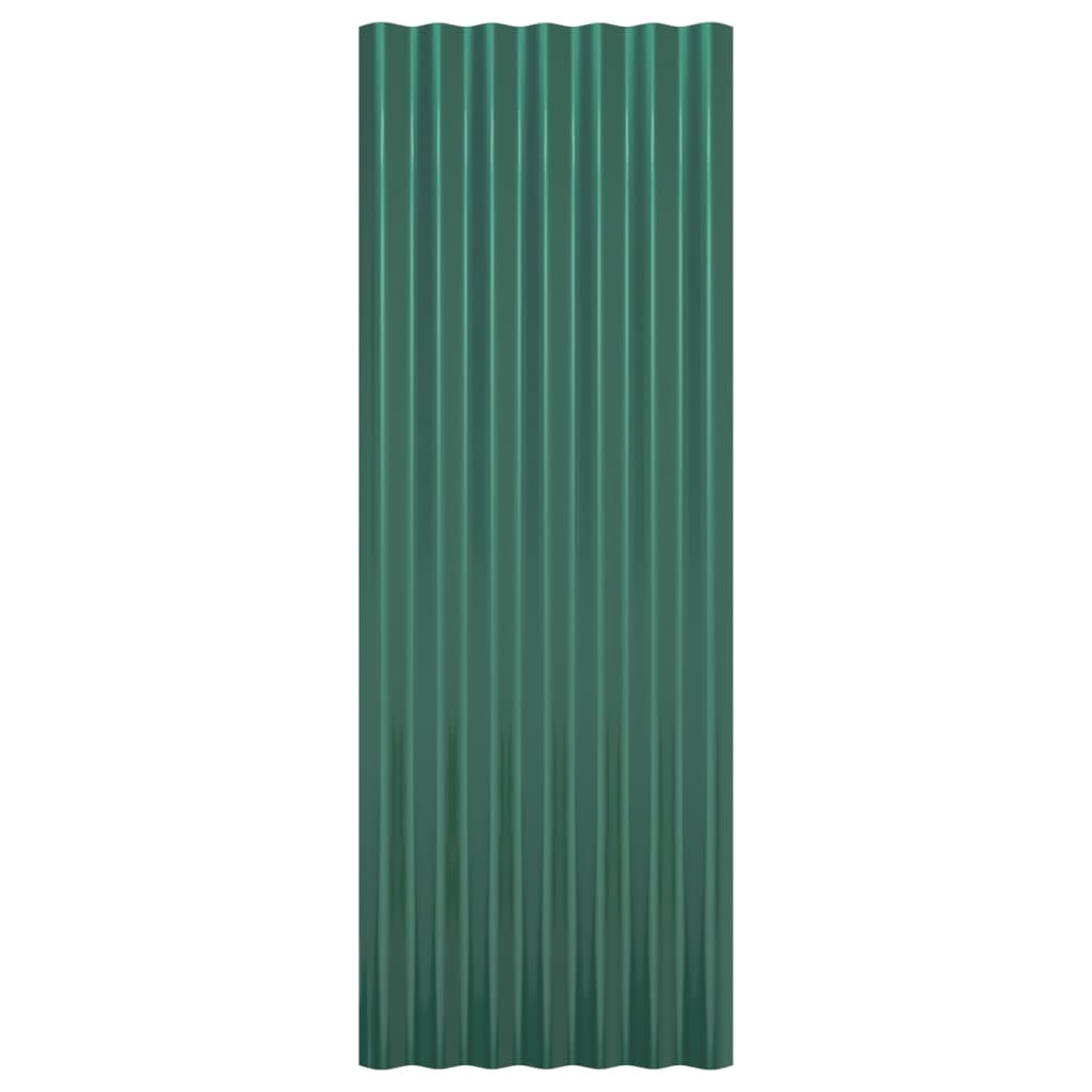 vidaXL Kattopaneeli 12 kpl jauhemaalattu teräs vihreä 100x36 cm