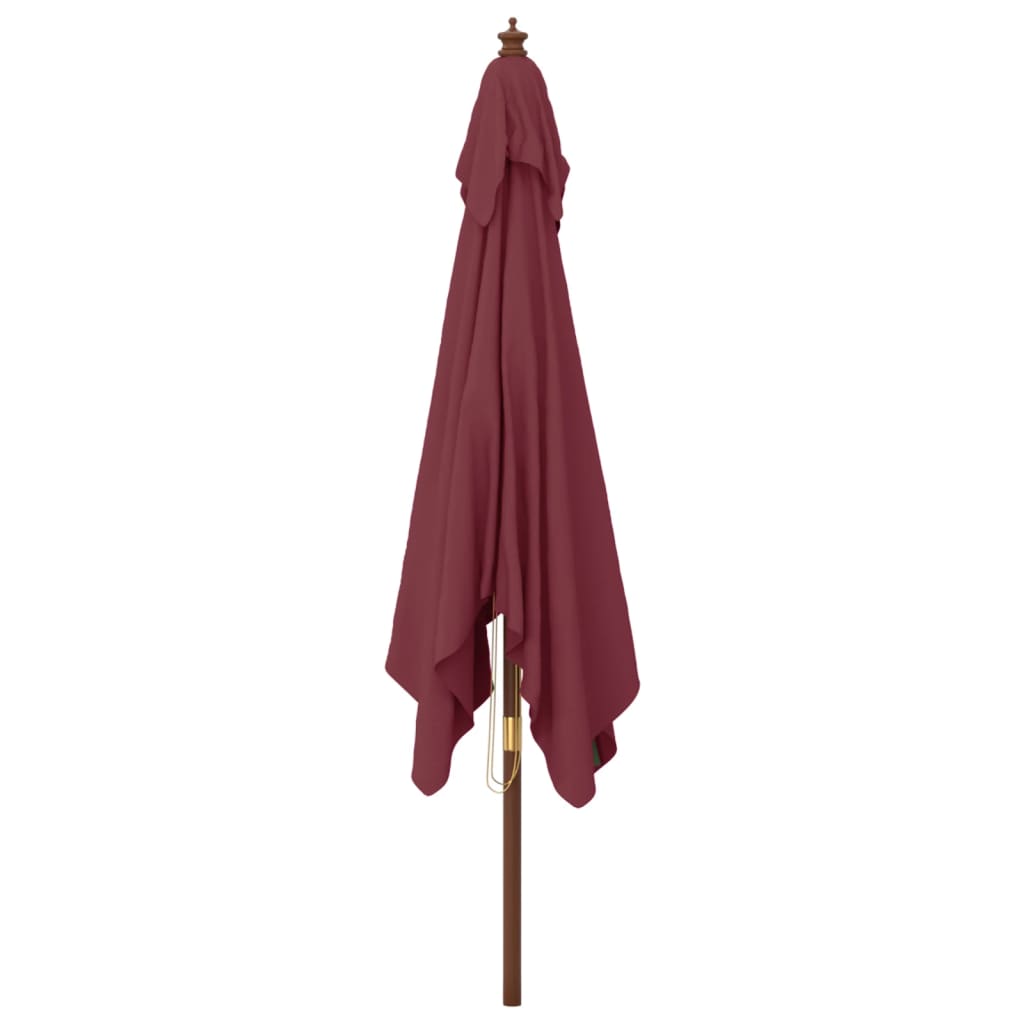 vidaXL Puutarhan aurinkovarjo puutolppa viininpunainen 300x300x273 cm