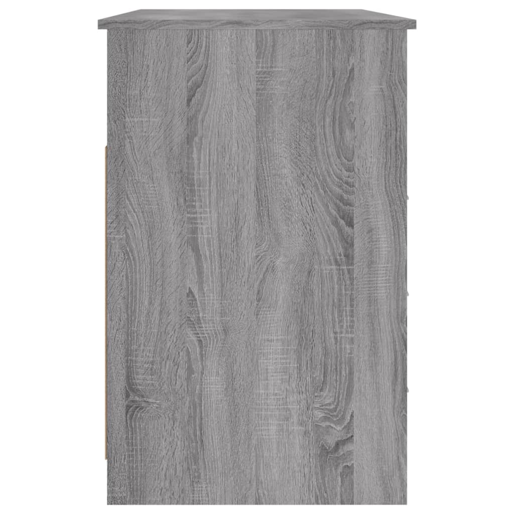 vidaXL Työpöytä laatikoilla harmaa Sonoma 102x50x76 cm tekninen puu