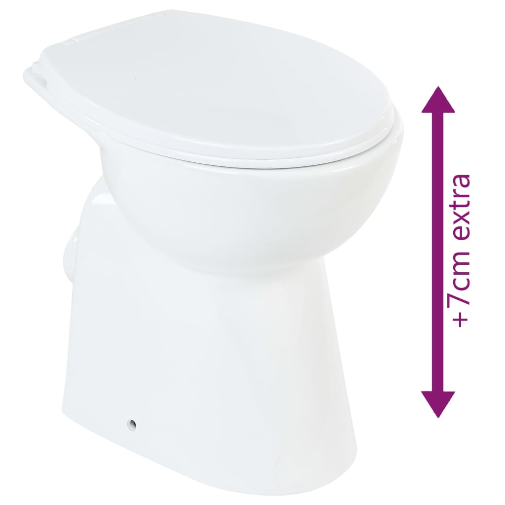 vidaXL Korkea reunaton WC Soft Close 7 cm korkeampi keraaminen valk.