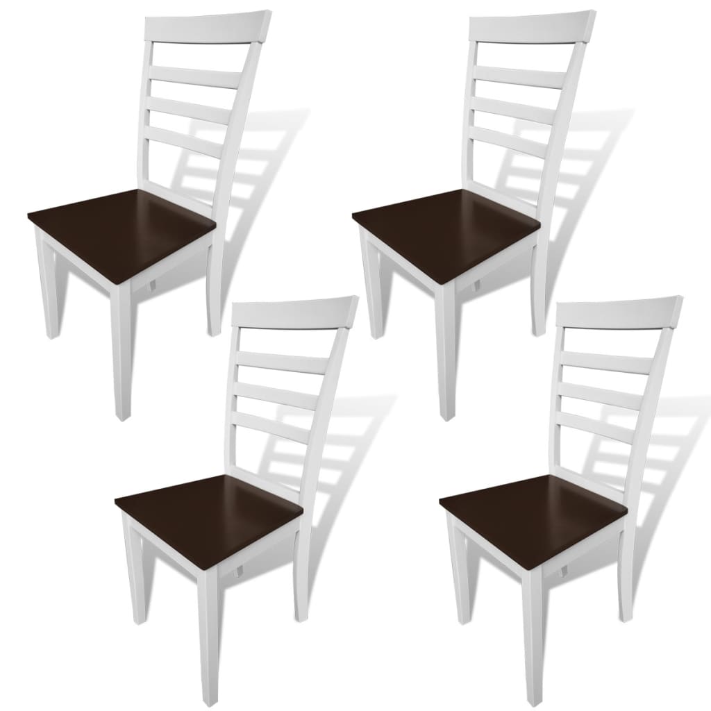 vidaXL Ruokapöydän tuolit 4 kpl valkoinen ja ruskea täysi puu ja MDF