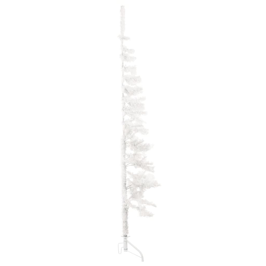 vidaXL Kapea puolikas tekojoulukuusi jalustalla valkoinen 150 cm