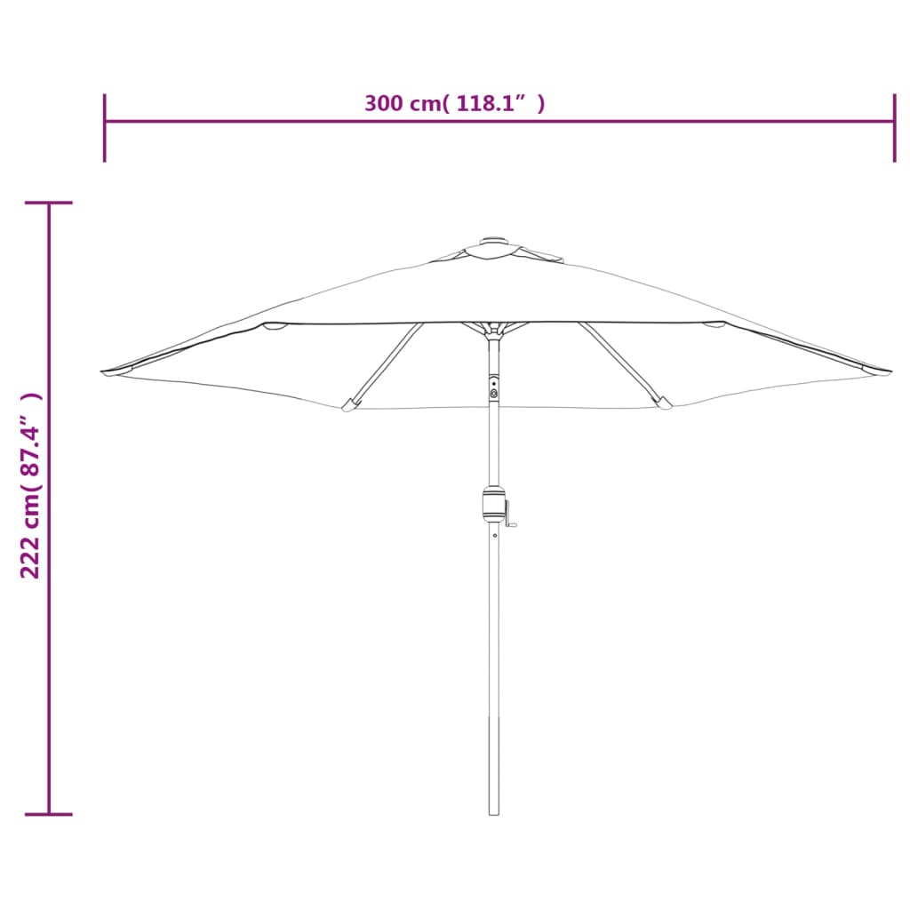 vidaXL Aurinkovarjo metallitangolla viininpunainen 300 cm