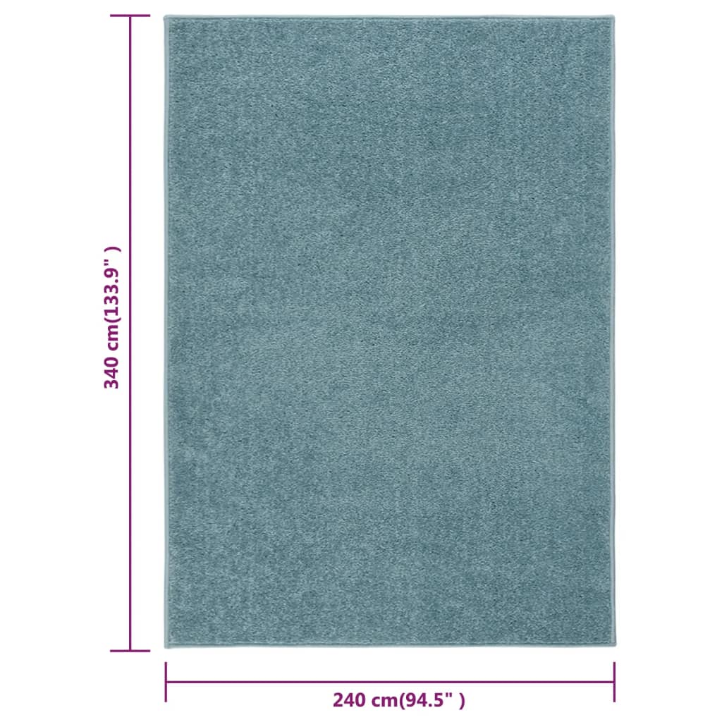 vidaXL Lyhytnukkainen matto 240x340 cm sininen