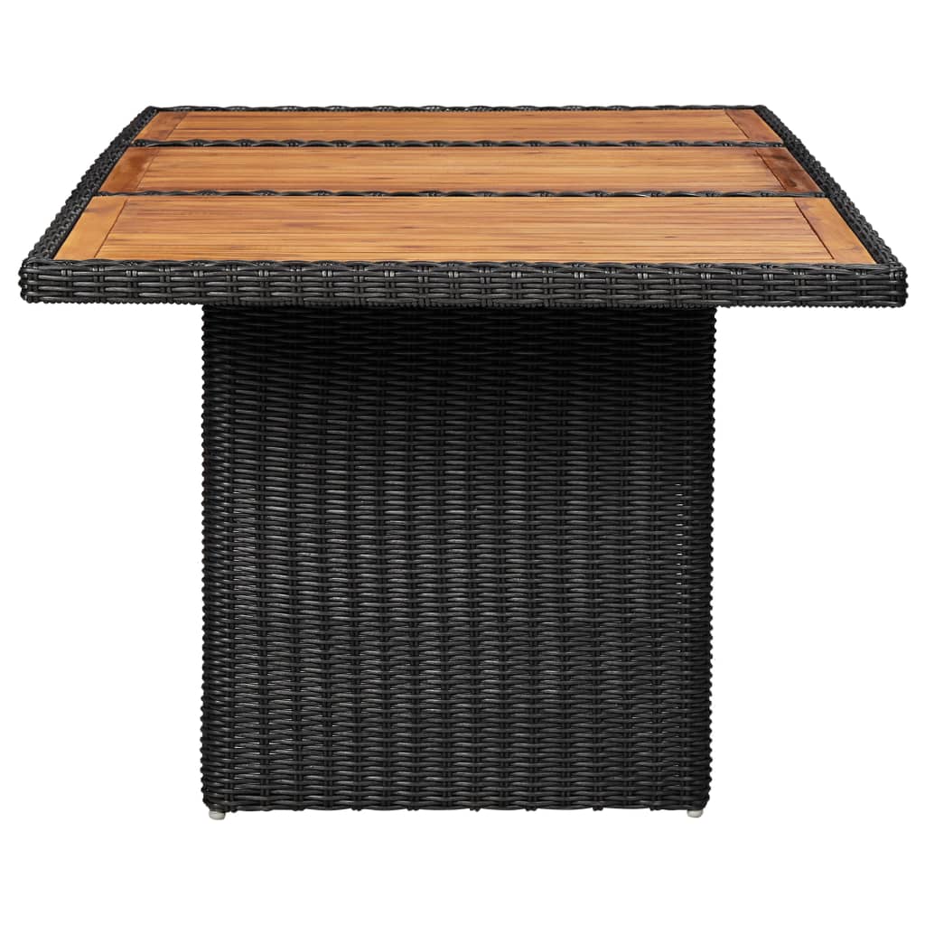 vidaXL Puutarhan ruokapöytä musta 200x100x74 cm polyrottinki
