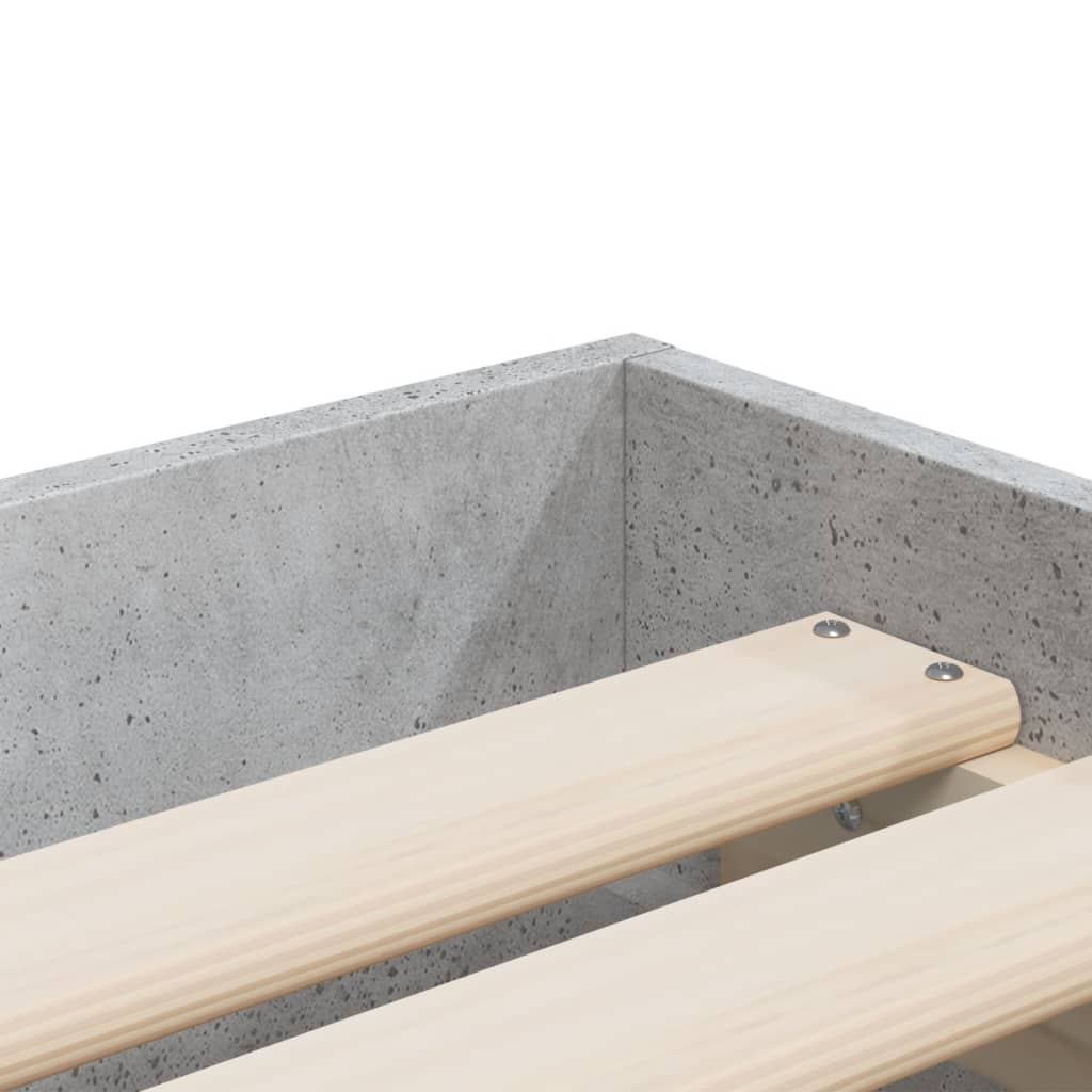 vidaXL Sängynrunko laatikoilla betoninharmaa 75x190 cm tekninen puu