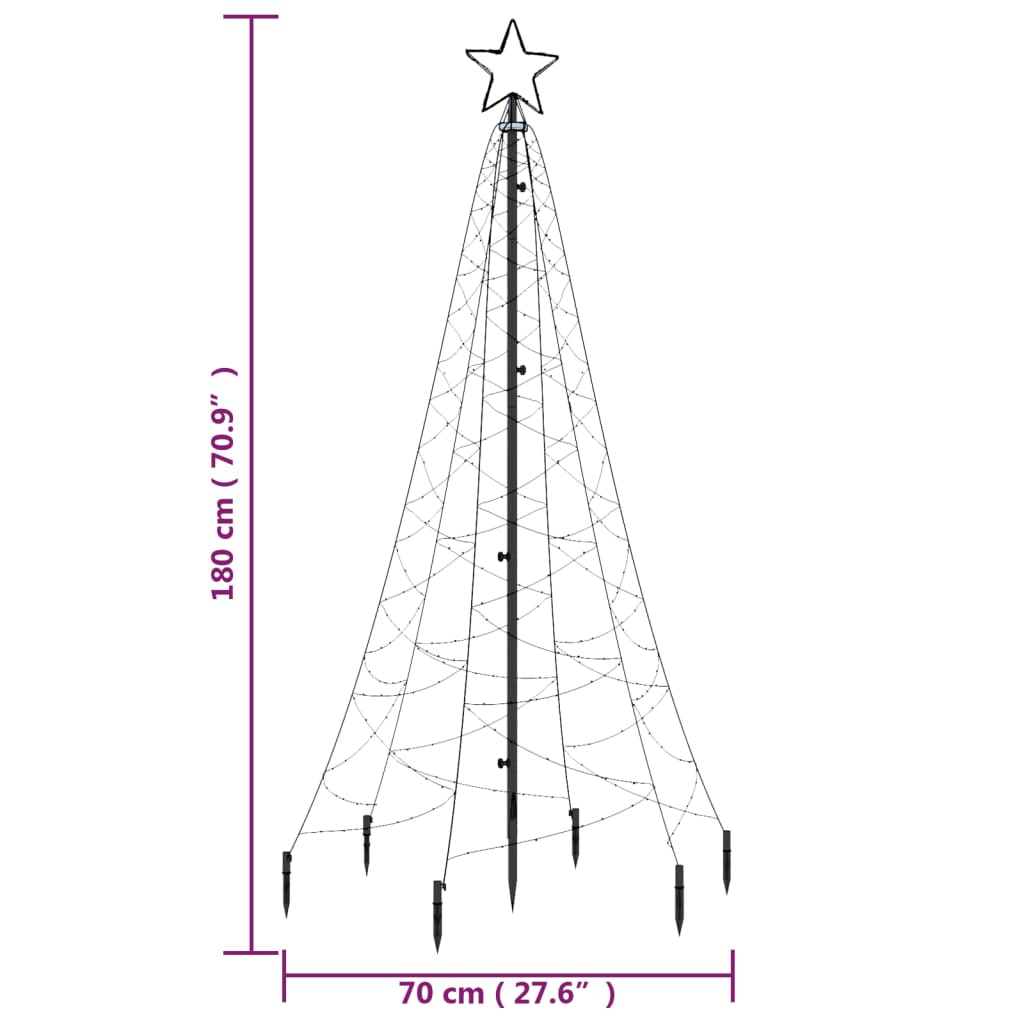 vidaXL Joulukuusi piikillä 200 moniväristä LED-valoa 180 cm