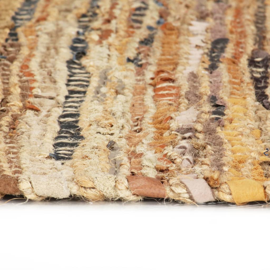 vidaXL Käsin punottu Chindi-matto nahka juutti 190x280 cm kellanruskea
