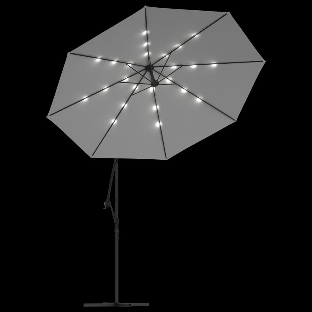 vidaXL Roikkuva Päivänvarjo LED-valoilla 300cm Metallitanko hiekka