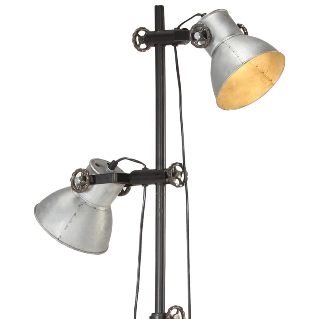 vidaXL Lattiavalaisin 2 lampunvarjostimella hopea E27 valurauta