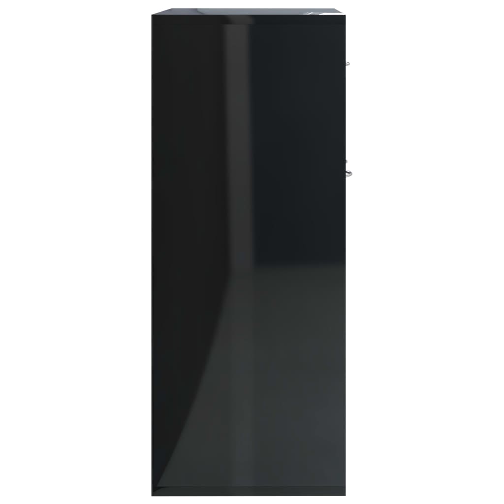 vidaXL Senkki korkeakiilto musta 88x30x70 cm lastulevy