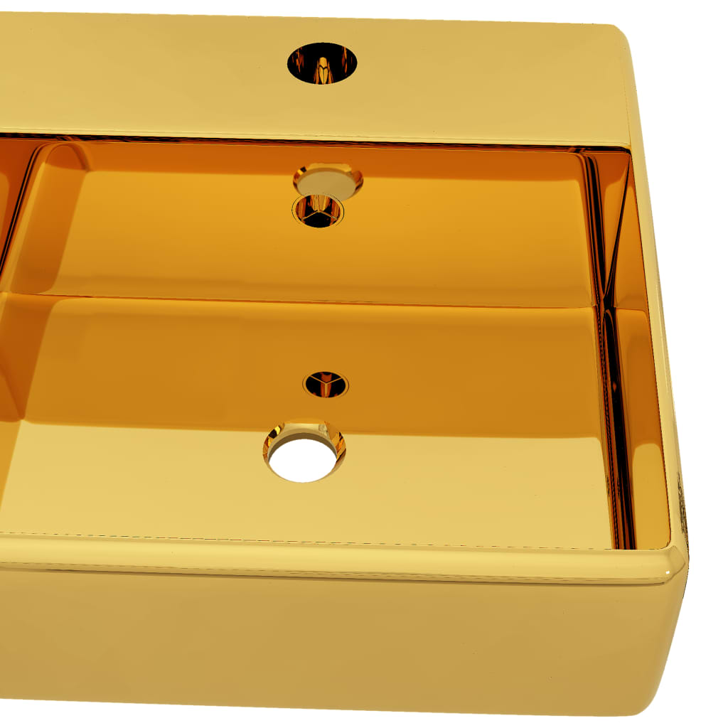 vidaXL Pesuallas ylivuodolla 41x41x15 cm keraaminen kulta