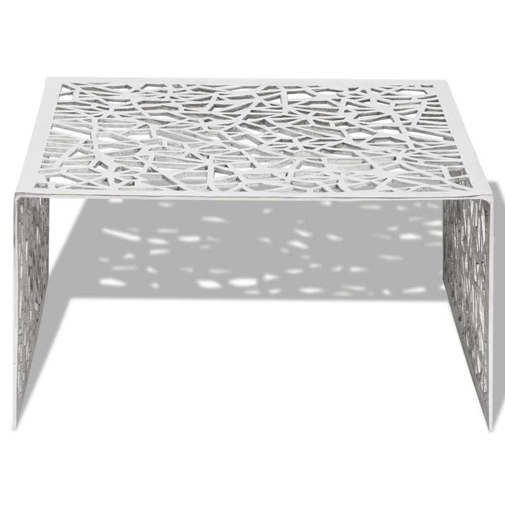 vidaXL Sohvapöytä geometrisella kuviolla Alumiini Hopea