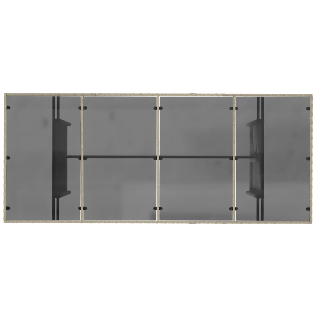 vidaXL Puutarhapöytä lasipöytälevy v.harmaa 190x80x74 cm polyrottinki