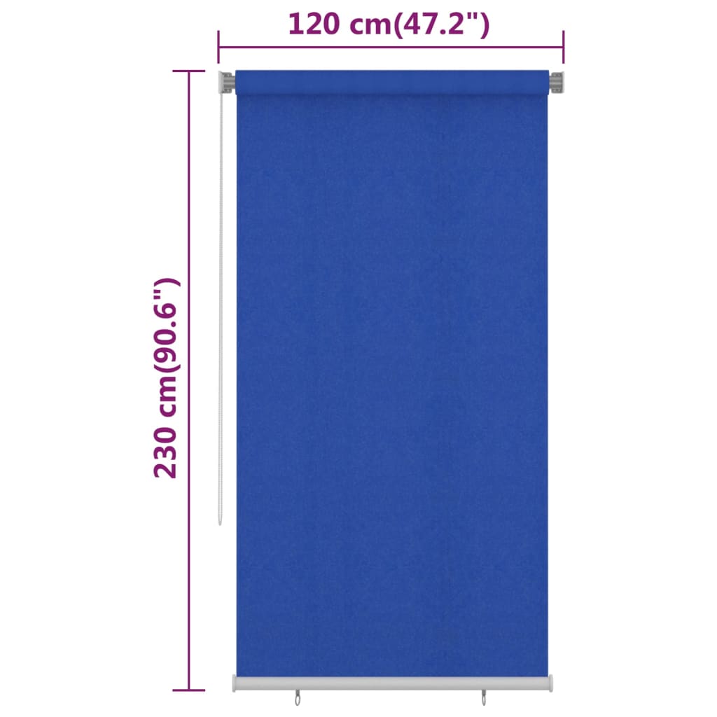 vidaXL Rullaverho ulkotiloihin 120x230 cm sininen HDPE