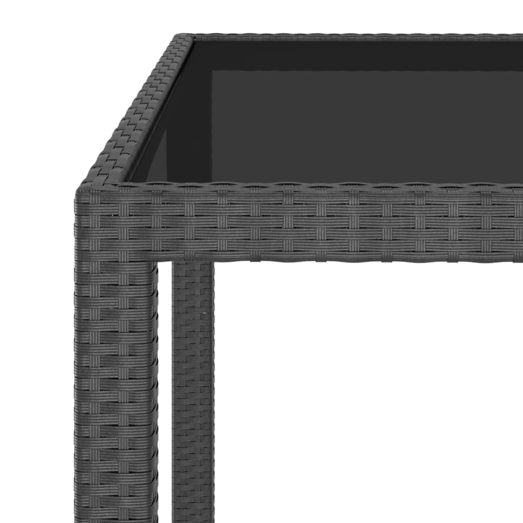 vidaXL Puutarhapöytä musta 90x90x75 cm polyrottinki