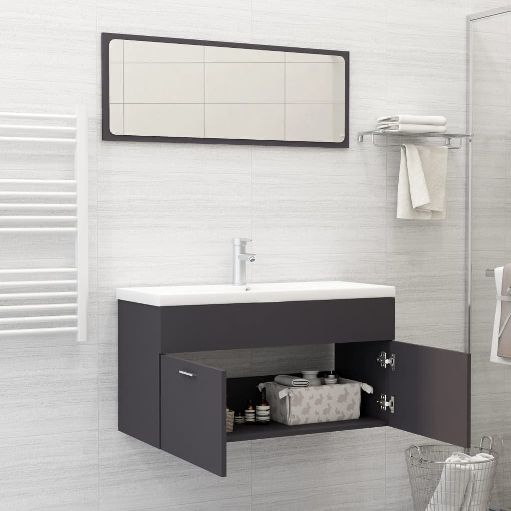 vidaXL 2-osainen kylpyhuoneen kalustesarja harmaa lastulevy