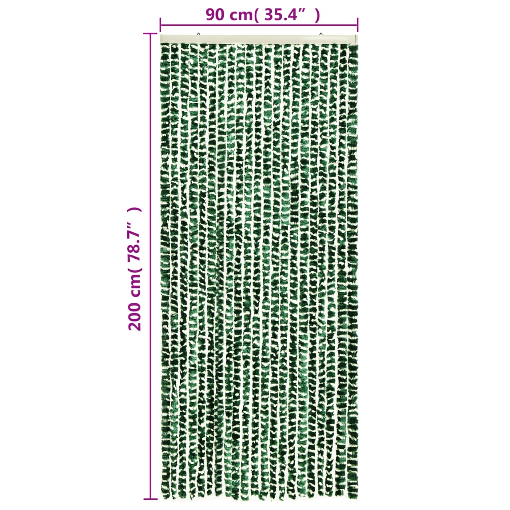 vidaXL Hyönteisverho vihreä ja valkoinen 90x200 cm chenille