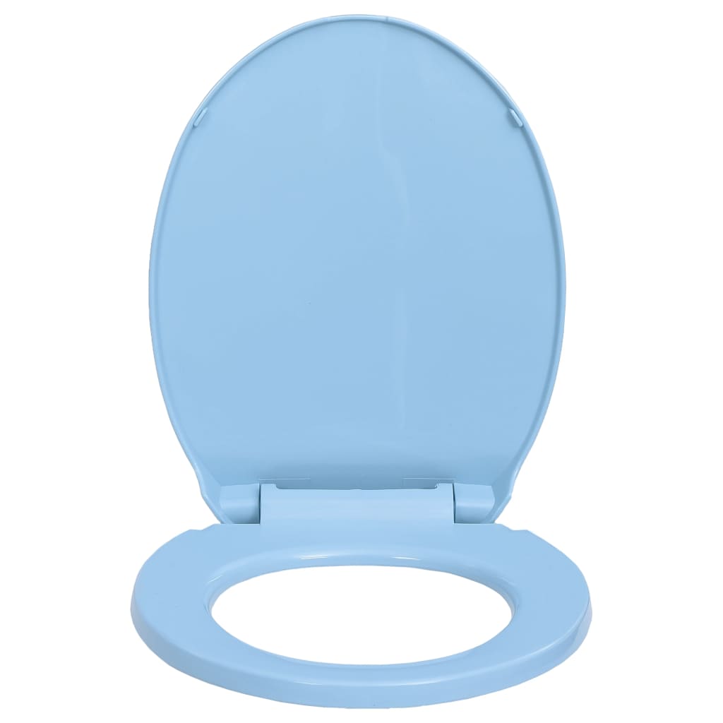 vidaXL WC-istuin pehmeästi sulkeutuva pikakiinnitys sininen soikea