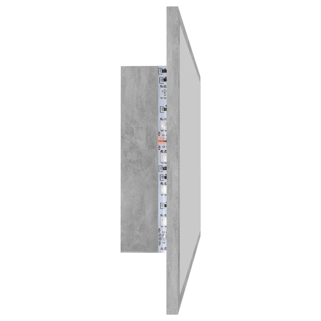 vidaXL LED-kylpyhuonepeili betoninharmaa 90x8,5x37 cm akryyli
