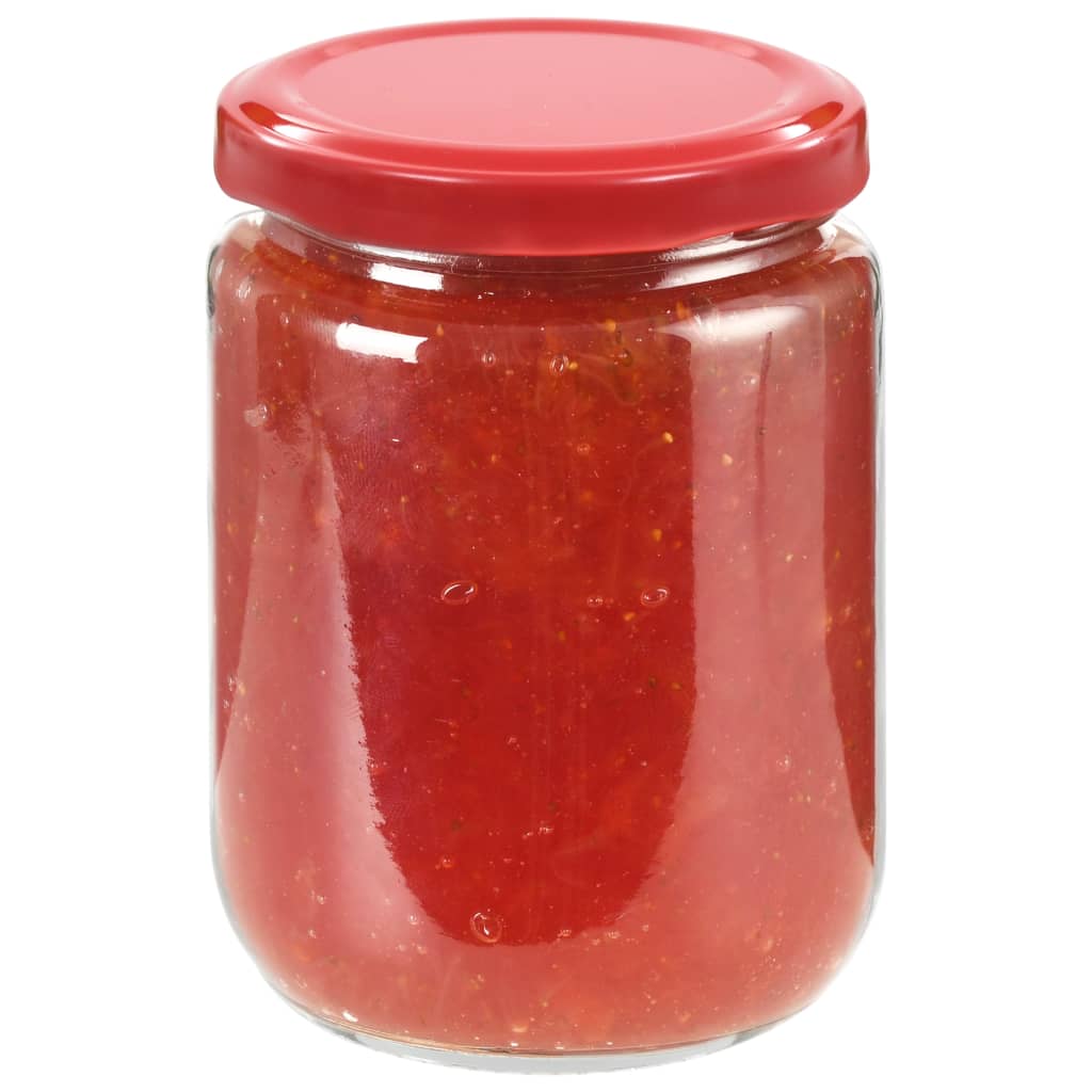 vidaXL Lasiset hillopurkit punaisilla kansilla 48 kpl 230 ml