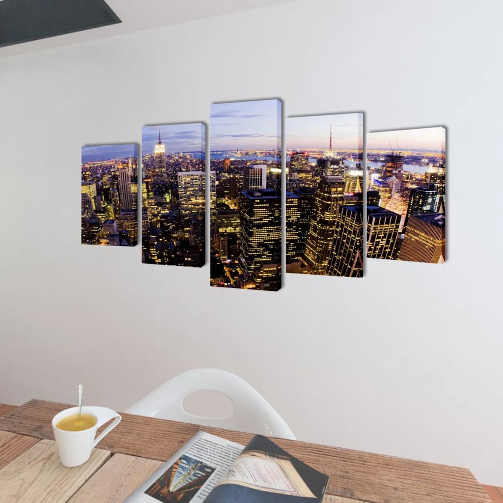 Taulusarja New York Taivaanranta Lintuperspektiivistä 200 x 100 cm