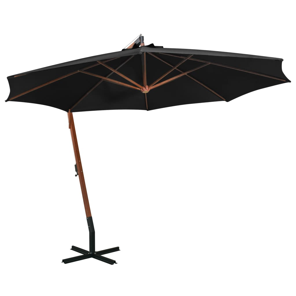vidaXL Riippuva päivänvarjo tangolla musta 3,5x2,9 m täysi kuusi