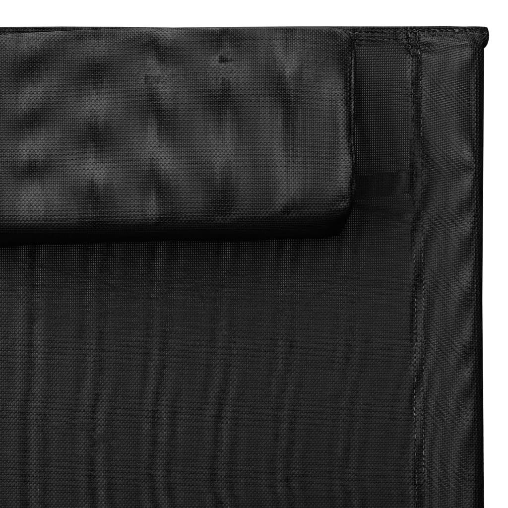 vidaXL Aurinkotuolit 2 kpl Textilene musta ja harmaa