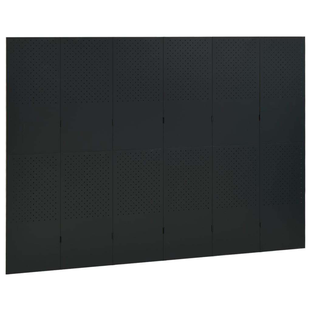 vidaXL 6-paneeliset tilanjakajat 2 kpl 240x180 cm musta teräs