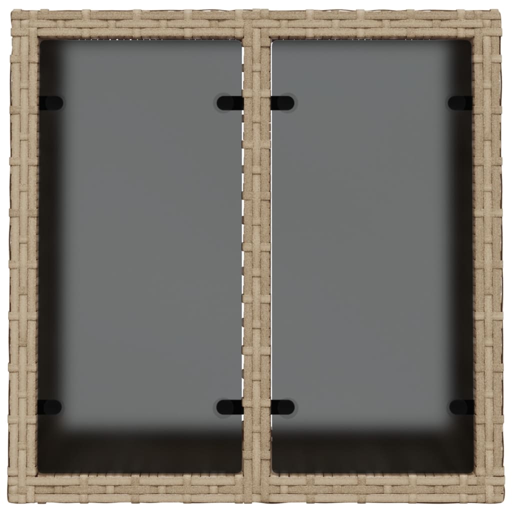 vidaXL Puutarhapöytä lasipöytälevyllä beige 55x55x37 cm polyrottinki