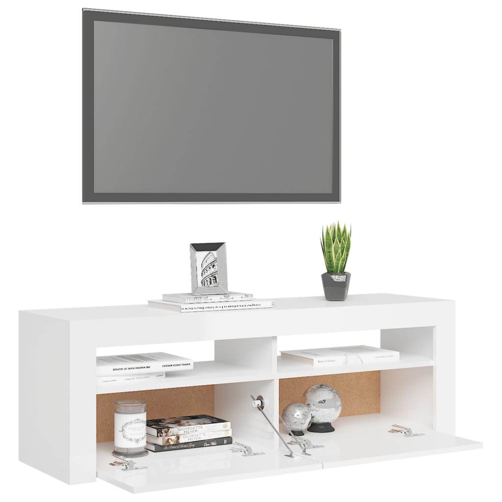 vidaXL TV-taso LED-valoilla korkeakiilto valkoinen 120x35x40 cm