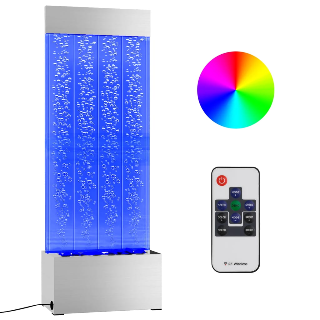 vidaXL Kuplapylväs RGB LED-valoilla ruostumaton teräs/akryyli 110 cm